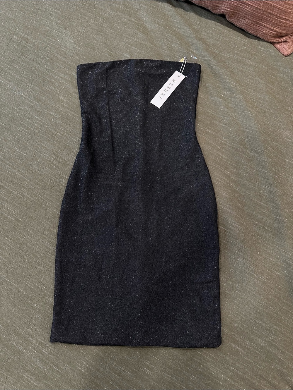 MESHKI Strapless Black Sparkle Bodycon Dress